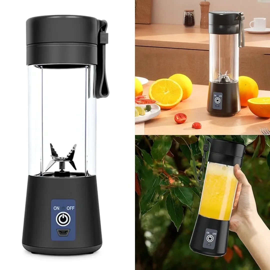 Auktronics Portable Juicer Mixer Blender For Smoothies & Juices, Rechargeable 6 Blades Mini Bottle Juicer Blender Smoothie Shaker, Electric Travel Juice Maker Fruits Juice Grinder (Multicolor) (J3)