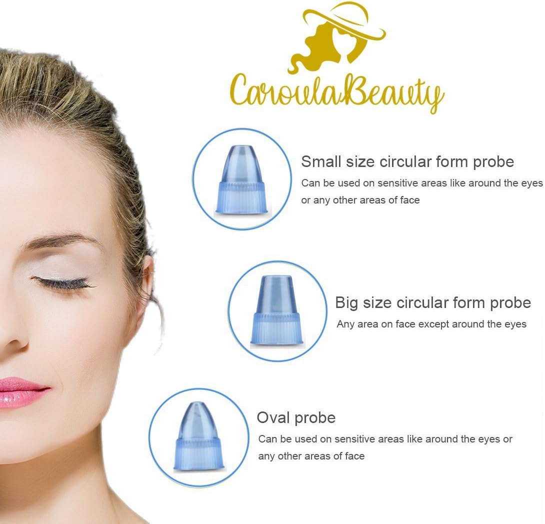 Facial Blemish & Blackhead Remover Tool, LED Display, USB Rechargeable Pore/Acne Cleaner, 4 Interchangeable Heads