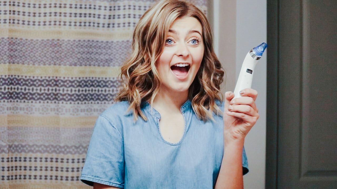 Facial Blemish & Blackhead Remover Tool, LED Display, USB Rechargeable Pore/Acne Cleaner, 4 Interchangeable Heads